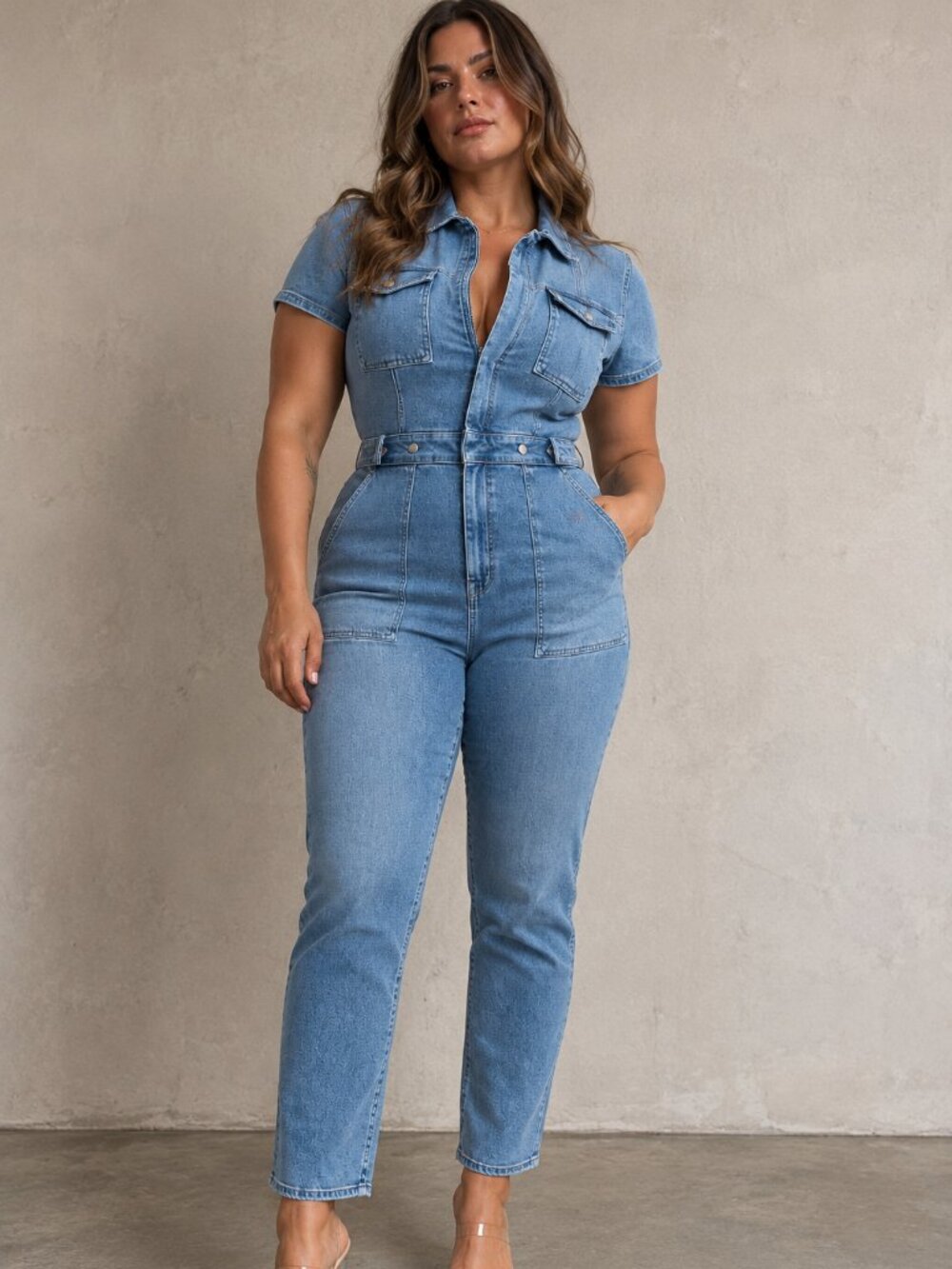 Good American Fit For Success denim Jumpsuit Size 5 US XXL